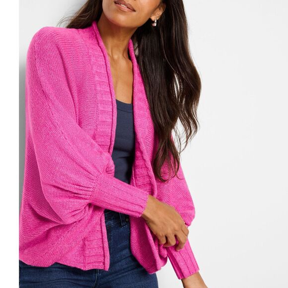 Sweaters - Nic and Zoe Cozy Crush Cardigan Womens Size M/L in Pink Orchid Petal Lagenlook